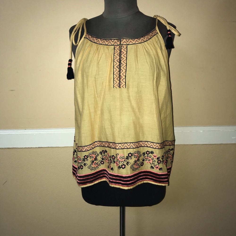 NWOT Intermix Love Sam Mustard Yellow Tie Tank Top
